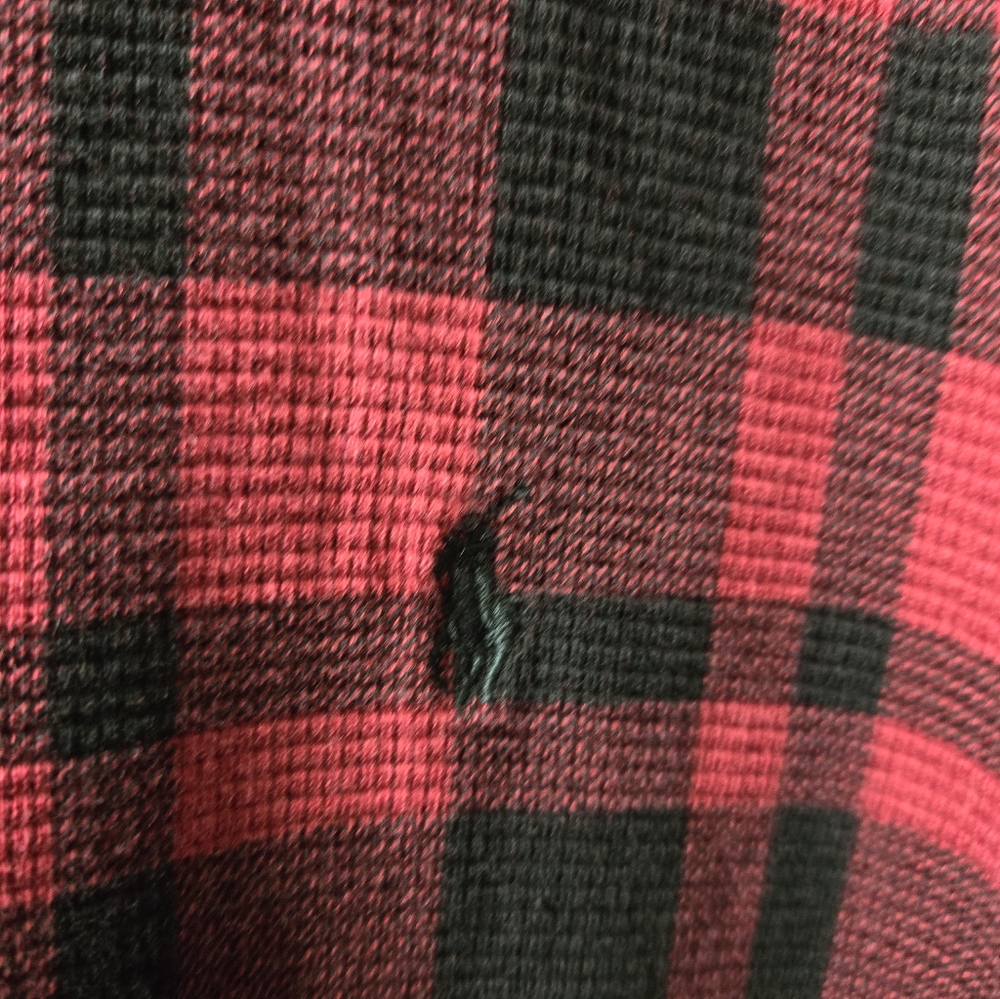 Polo Ralph Lauren Red Black Buffalo Plaid Waffle Knit Long Sleeve Shirt Size: XL - Picture 2 of 3
